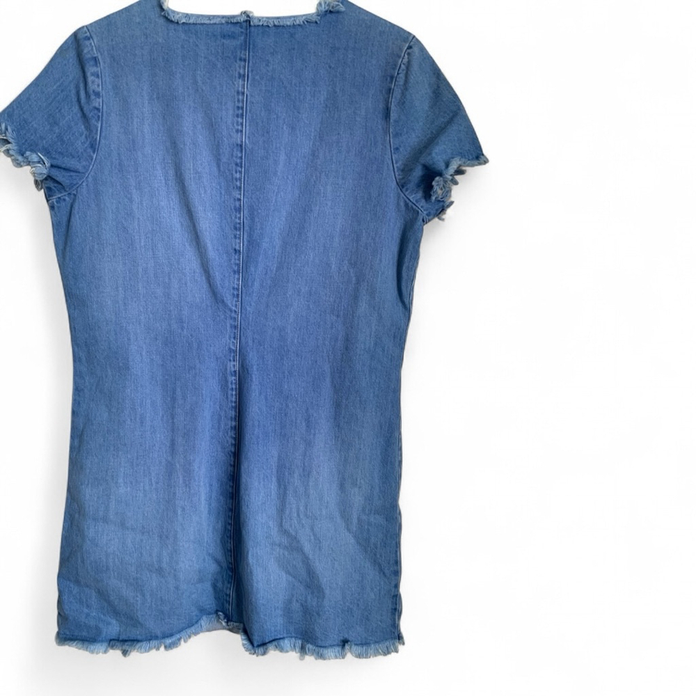 GUESS Blue Denim Lace Up Mini Dress Size 4 - Picture 3 of 4